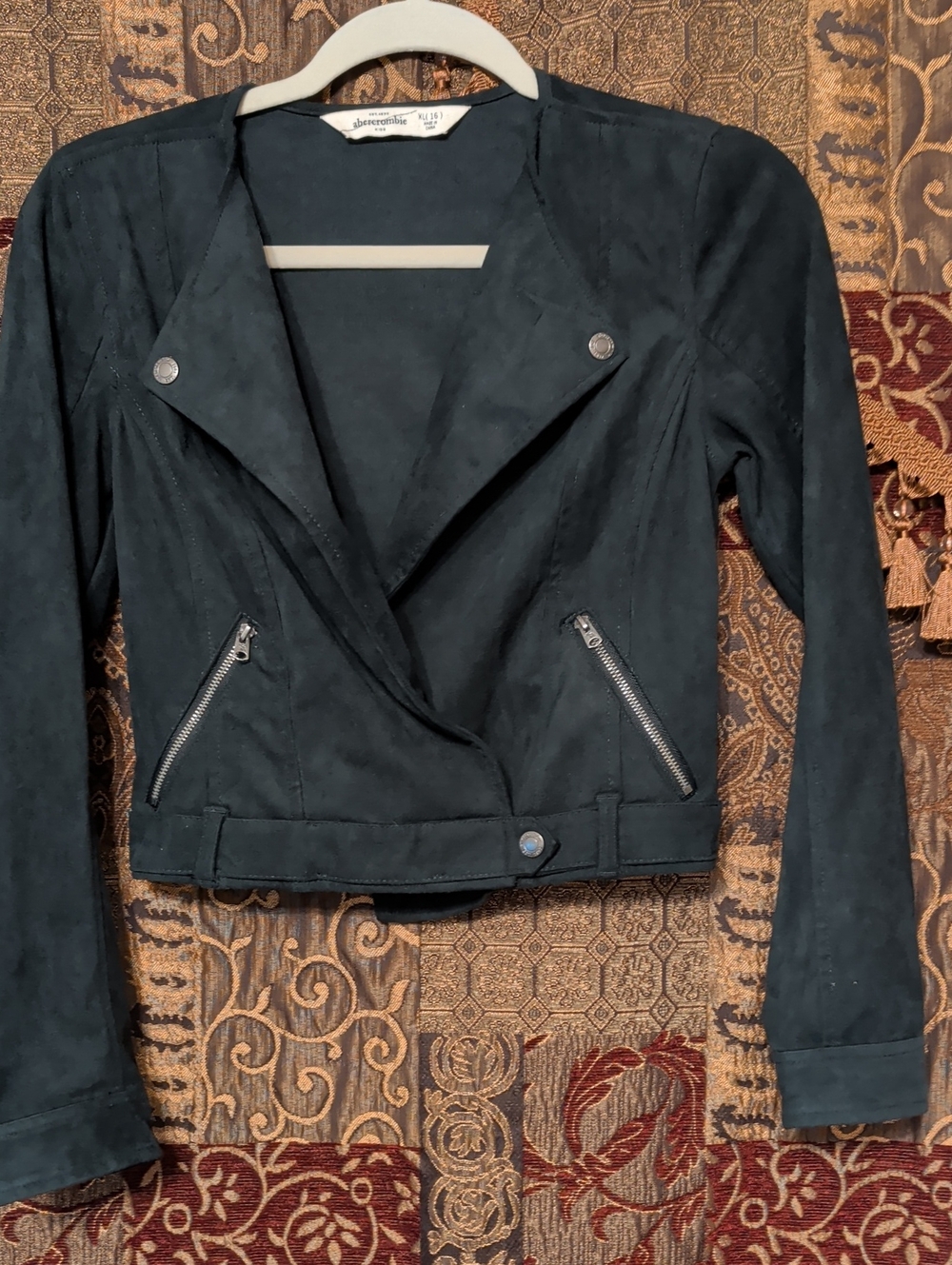 Abercrombie Kids Black Faux Suede Moto Jacket Sz. XL 16